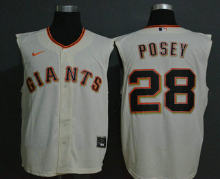 Men's San Francisco Giants #28 Buster Posey Cream 2020 Cool and Refreshing Sleeveless Fan Stitched MLB Nike Jersey