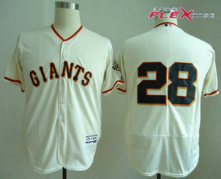 Men's San Francisco Giants #28 Buster Posey Cream Stitched MLB Majestic Flex Base Jersey