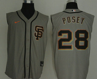 Men's San Francisco Giants #28 Buster Posey Gray 2020 Cool and Refreshing Sleeveless Fan Stitched MLB Nike Jersey