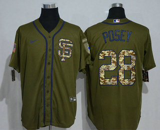 Men's San Francisco Giants #28 Buster Posey Green Salute To Service Stitched MLB Cool Base Nike Jersey