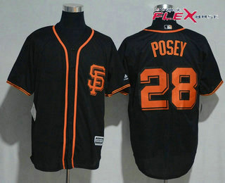 Men's San Francisco Giants #28 Buster Posey Name Black Alternate Stitched MLB 2017 Majestic Cool Base Jersey