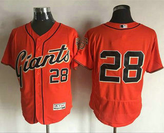 Men's San Francisco Giants #28 Buster Posey Orange Flexbase  Authentic Collection Jersey