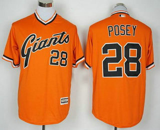 Men's San Francisco Giants #28 Buster Posey Orange Pullover Majestic 1976 Turn Back the Clock Jersey