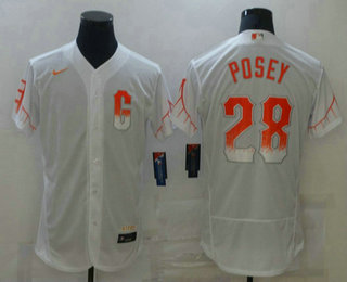 Men's San Francisco Giants #28 Buster Posey White 2021 City Connect Stitched MLB Flex Base Nike Jersey