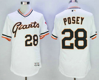 Men's San Francisco Giants #28 Buster Posey White Pullover 2016 Flexbase Majestic Baseball Jersey