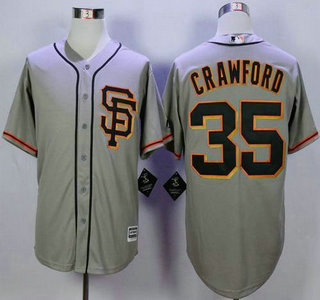 Men's San Francisco Giants #35 Brandon Crawford Alternate Gray SF 2015 MLB Cool Base Jersey