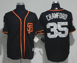 Men's San Francisco Giants #35 Brandon Crawford Black 2017 Spring Training Stitched MLB Majestic Cool Base Jersey