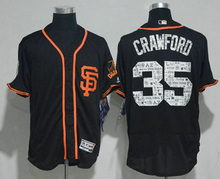 Men's San Francisco Giants #35 Brandon Crawford Black 2017 Spring Training Stitched MLB Majestic Flex Base Jersey