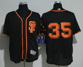 Men's San Francisco Giants #35 Brandon Crawford Black Alternate Stitched MLB 2017 Majestic Flex Base Jersey