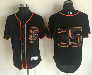 Men's San Francisco Giants #35 Brandon Crawford Black SF 2016 Flexbase Majestic Baseball Jersey