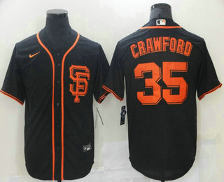 Men's San Francisco Giants #35 Brandon Crawford Black Stitched MLB Cool Base Nike Jersey