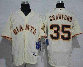 Men's San Francisco Giants #35 Brandon Crawford Cream 2016 Flexbase Majestic Baseball Jersey