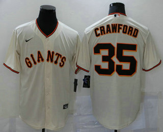 Men's San Francisco Giants #35 Brandon Crawford Cream Stitched MLB Cool Base Nike Jersey