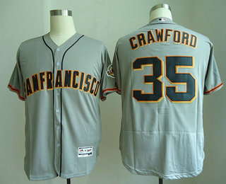 Men's San Francisco Giants #35 Brandon Crawford Gray Road Stitched MLB Majestic Flex Base Jersey