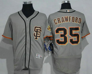 Men's San Francisco Giants #35 Brandon Crawford Gray SF 2016 Flexbase Majestic Baseball Jersey