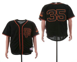 Men's San Francisco Giants #35 Brandon Crawford No Name Black SF Jersey