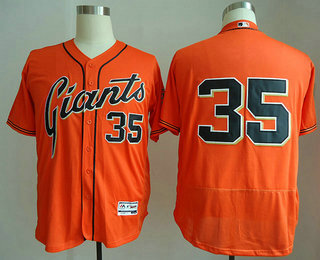 Men's San Francisco Giants #35 Brandon Crawford No Name Orange Stitched MLB Majestic Flex Base Jersey