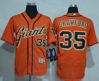 Men's San Francisco Giants #35 Brandon Crawford Orange 2016 Flexbase Majestic Baseball Jersey