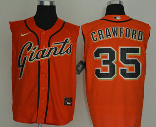 Men's San Francisco Giants #35 Brandon Crawford Orange 2020 Cool and Refreshing Sleeveless Fan Stitched MLB Nike Jersey