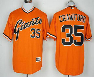 Men's San Francisco Giants #35 Brandon Crawford Orange Pullover Majestic 1976 Turn Back the Clock Jersey