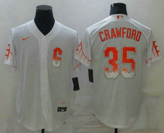 Men's San Francisco Giants #35 Brandon Crawford White 2021 City Connect Stitched MLB Flex Base Nike Jersey