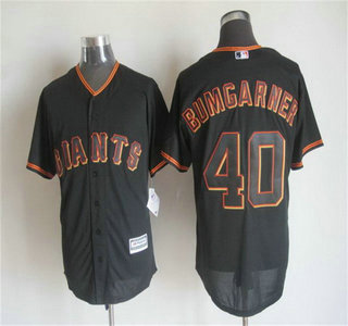 Men's San Francisco Giants #40 Madison Bumgarner Alternate Black 2015 MLB Cool Base Jersey