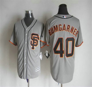 Men's San Francisco Giants #40 Madison Bumgarner Alternate Gray SF 2015 MLB Cool Base Jersey