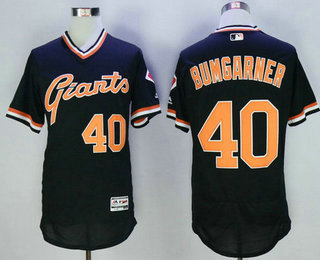 Men's San Francisco Giants #40 Madison Bumgarner Black Pullover 2016 Flexbase Majestic Baseball Jersey