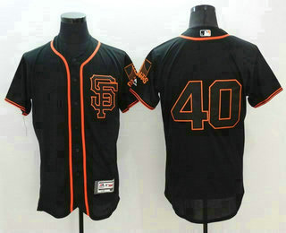 Men's San Francisco Giants #40 Madison Bumgarner Black SF 2016 Flexbase Majestic Baseball Jersey