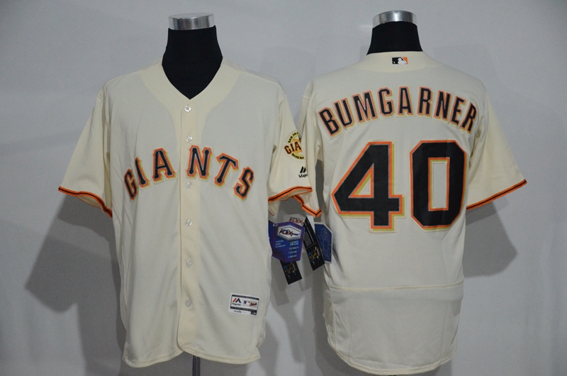 Men's San Francisco Giants #40 Madison Bumgarner Cream 2016 Flexbase Majestic Baseball Jersey