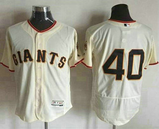 Men's San Francisco Giants #40 Madison Bumgarner Cream Flexbase Authentic Collection  Baseball Jersey