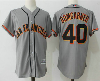 Men's San Francisco Giants #40 Madison Bumgarner Gray Road Stitched MLB Majestic Cool Base Jersey