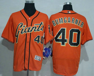 Men's San Francisco Giants #40 Madison Bumgarner Name Orange 2016 Flexbase Majestic Baseball Jersey