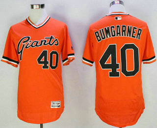 Men's San Francisco Giants #40 Madison Bumgarner Orange Pullover 2016 Flexbase Majestic Baseball Jersey