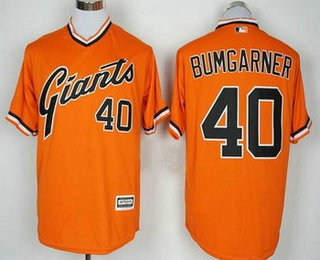 Men's San Francisco Giants #40 Madison Bumgarner Orange Pullover Majestic 1976 Turn Back the Clock Jersey