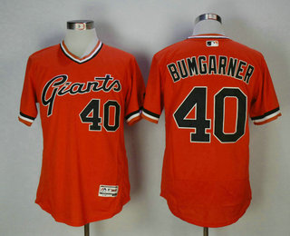 Men's San Francisco Giants #40 Madison Bumgarner Orange Pullover Stitched MLB Majestic Flex Base Jersey