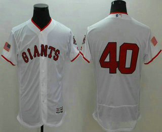 Men's San Francisco Giants #40 Madison Bumgarner White Fashion Stars & Stripes 2016 Flexbase MLB Independence Day Jersey