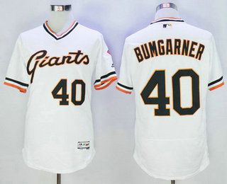 Men's San Francisco Giants #40 Madison Bumgarner White Pullover 2016 Flexbase Majestic Baseball Jersey