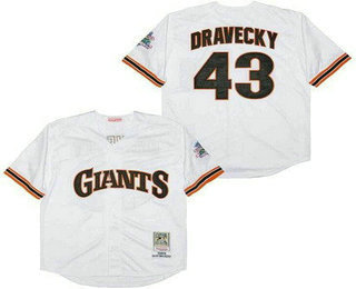 Men's San Francisco Giants #43 Dave Dravecky White 1989 Throwback Jersey