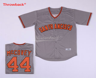 Men's San Francisco Giants #44 Willie McCovey 1973 Gray Mitchell & Ness Throwback Jersey