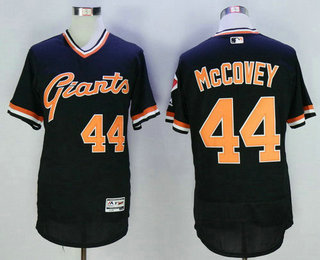 Men's San Francisco Giants #44 Willie McCovey Retired Black Pullover 2016 Flexbase Majestic Baseball Jersey