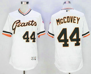 Men's San Francisco Giants #44 Willie McCovey Retired White Pullover 2016 Flexbase Majestic Baseball Jersey