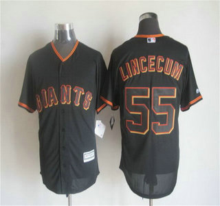 Men's San Francisco Giants #55 Tim Lincecum Alternate Black 2015 MLB Cool Base Jersey