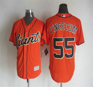 Men's San Francisco Giants #55 Tim Lincecum Alternate Orange 2015 MLB Cool Base Jersey