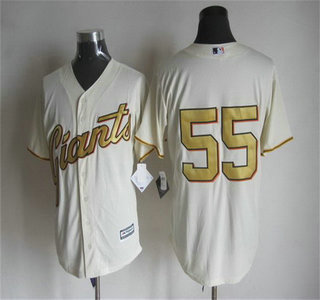 Men's San Francisco Giants #55 Tim Lincecum Cream With Gold Program 2015 MLB Cool Base Jersey