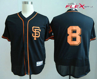 Men's San Francisco Giants #8 Hunter Pence Black Alternate Stitched MLB 2017 Majestic Flex Base Jersey