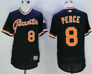 Men's San Francisco Giants #8 Hunter Pence Black Pullover 2016 Flexbase Majestic Baseball Jersey