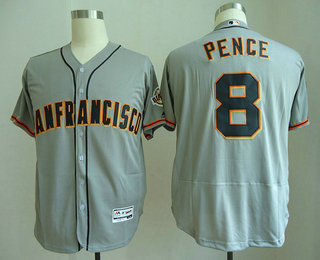 Men's San Francisco Giants #8 Hunter Pence Gray Road Stitched MLB Majestic Flex Base Jersey