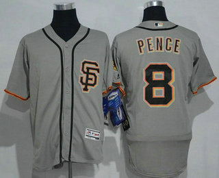 Men's San Francisco Giants #8 Hunter Pence Gray SF 2016 Flexbase Majestic Baseball Jersey