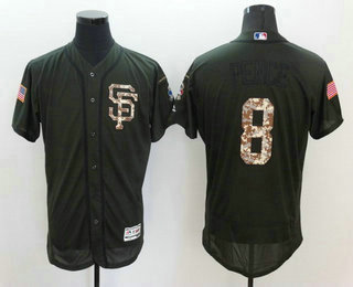 Men's San Francisco Giants #8 Hunter Pence Green Salute to Service 2016 Flexbase Majestic Baseball Jersey